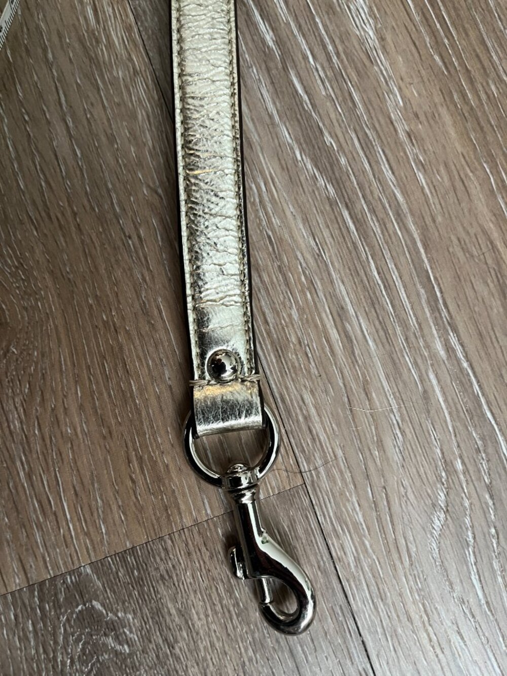 Shimmery Light Cracked Gold Replacement Crossbody Purse Strap Silver Hardware - Picture 4 of 4